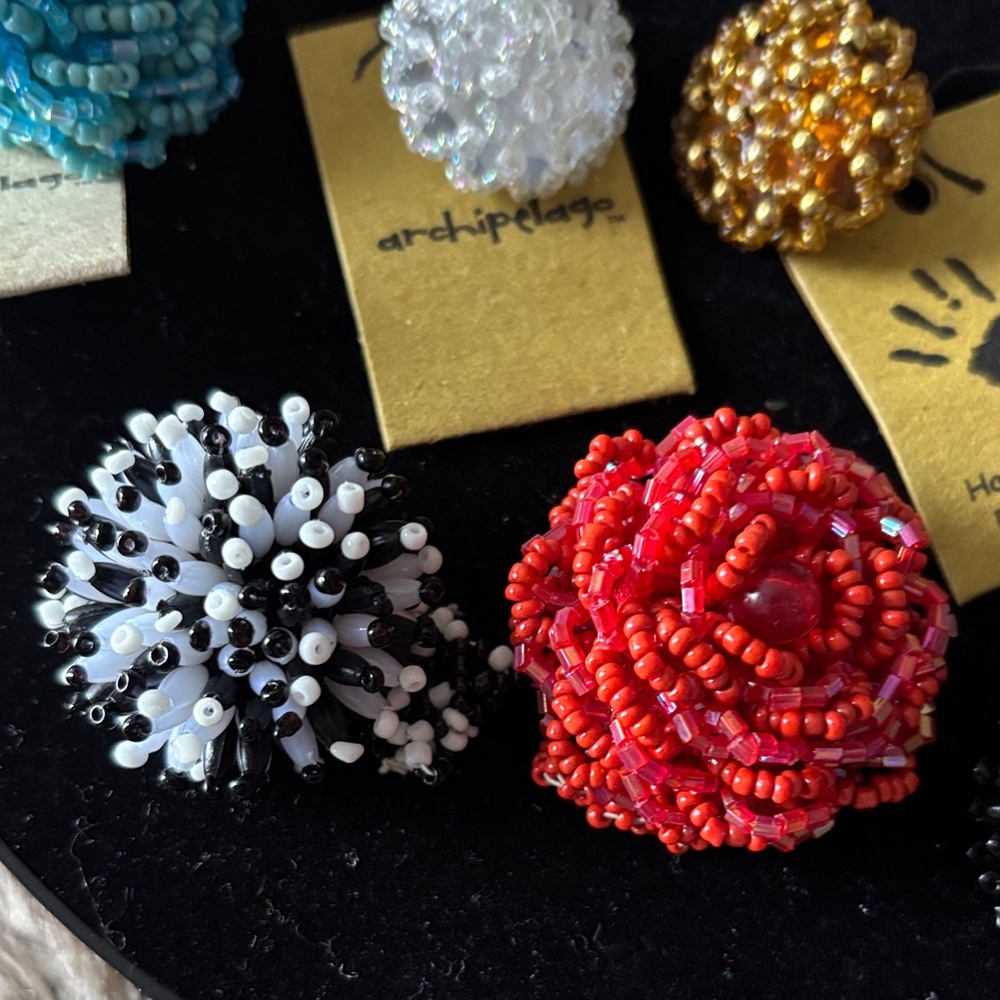 Authentic Bali Colorful Beaded Ring Set - Picture 2 of 6